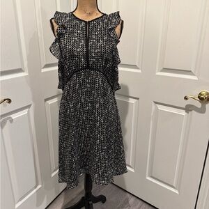 Max Studio Black and White Patterned Midi Dress